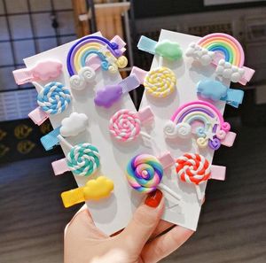 Ny Rainbow Lollipop Söta barn Hårnål Hårklipp Tillbehör för flickor Kids Hårprydnad Barrettes Hairclip Headdress Jewelr1159980