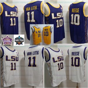 10 Angel Reese LSU Tigers Basketball Jerseysメンズステッチ11ヘイリーヴァンリスLSUパープルジャージ