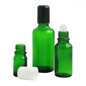 Storage Bottles 200 X 5ml 10ml 15ml 20ml 30ml 50ml 100ml Green Glass Roll On Containers 1/6OZ 1/3OZ 1/2OZ 1OZ Roller Ball