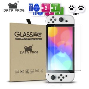 Игроки Data Frog 2pcs Tremed Glass Screen Protector CompatiblenIntendo Switch Oled 9H HD Clear Glass Film для Nintendos Switch OLED