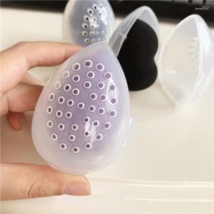 Makeup Sponges 1pc Beauty Sponge Stand Storage Case Blender Puffhållare tom kosmetiskt äggformat rack transparent puffar torkningslåda