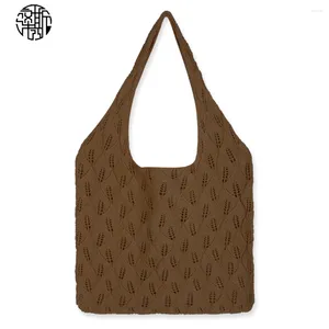 Shoulder Bags Zenos Elegant Style Knitted Hollow Cut Tote Bag Boho Durable Reusable Shopping For Female