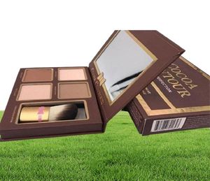 Kakao Konturları Kit Highlighers Palet Çıplak Renk Kozmetik Yüz Kapatıcı Makyaj Çikolata Göz Farı Kontur Fırçası 4113125