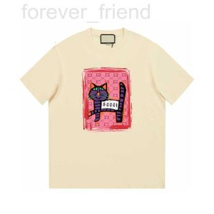 Mäns T-shirts Designer Rätt och verifierad version av 2023 Summer Trendy Brand New Cat Printed Short Sleeved T-shirt för män Kvinnor, samma stilpar w4eo