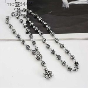 Trendy Thai Silver Six Pointed Star Patchwork Necklace with Adjustable Distressed Niche Dark Wind Pendant