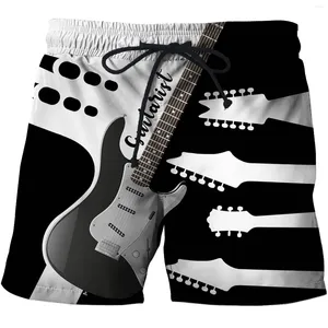 Shorts Shorts Swim Trunks Beach Digital Guitar Print Waist Elastic Waist semplice Streetwoar da quotidiano casual traspirante