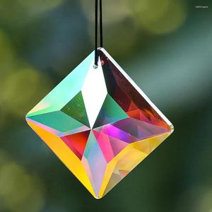 Chandelier Crystal 50mm AB Square Hole Charms Glass Artwork Suncatcher Hanging Wind Chime Pendant DIY Home Decor Accessories