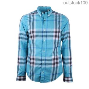 Fashion Luxury Buurberlyes Clothes for Women Men Trendy Mens Polo Collar Plaid Shirt with Brand Original Logo Business Breathable Lapel Casual Tops