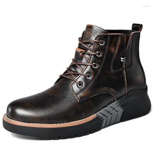 Scarpe casual stivali alto ascensore comodo in pelle accrescenando per uomo insole tacchi da 7 cm Altezza dell'altezza