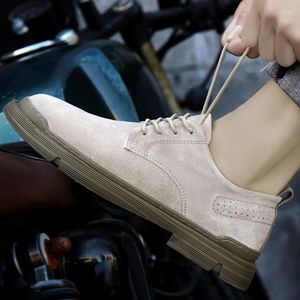 Casual Shoes Mens Suede Natural Leather Men Handmased Comfy Outdoor Brand Fashion Slip On Flat Khaki Zapatos Hombre