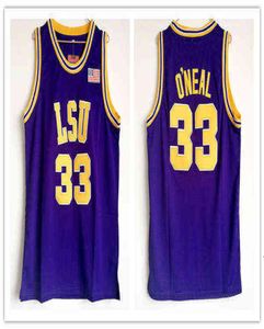 Shaq LSU Jersey Jersey Jersey Retro College Jersey 32 Желто -пурпурная мужская вышивка баскетбольной баскетбольной баскетбол 2409244