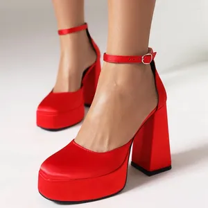 Dress Shoes Satin High Heels Sandals Women Summer 2024 Platform Pumps Sexy Red Pink Black Heeled Party Dance Wedding Female