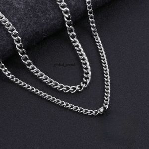 Necklace Hot Selling Men's Hip-hop Stainless Steel Necklace in Europe and America, Double Cuban Chain Cross Necklace, High-end and Non Fading Necklace 266