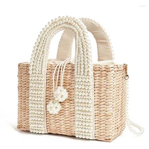 Bolsas de noite bolsa feminina com pérolas de palha de pearlas de palha de mão grande bolsa de mensagens de crossbody para bolsas femininas e bolsas