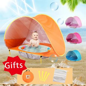 Baby Beach Zelt tragbarer Schattenpool UV Schutz Sonnenunterkunft für Kinder im Freien im Freien Kindergartenpool -Spielhauszeltspielzeug 240415