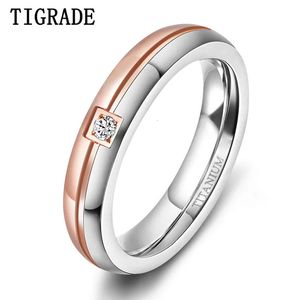 Tigrade Rings for Women 4mm Couple Engagement Wedding Bands Man CZ Inlaid Size 5 to 12 Custom Engraving For Lover 240401