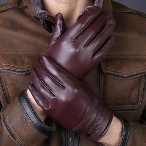Design marki Męskie rękawiczki Wysokiej jakości prawdziwe, prawdziwe skórzane rękawiczki owczepy ciepłe zima na modne męskie luvas