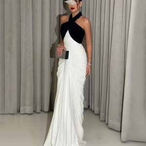 Halter Neck Chiffon Musslim Evening Dress Long черное крепирование формальное выпускное платье для женщин