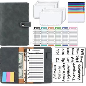 A6 PU Leather Budge Budger Binder Notebbook с 6 кусочками наличными конверты устанавливают карманы.