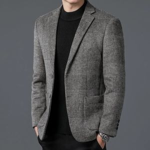 Top Grade Wool Warm Men for Blezer Autumn Winter Smart Casual Classic Single Breasted Blazer Mujer Brand Clothes 240407