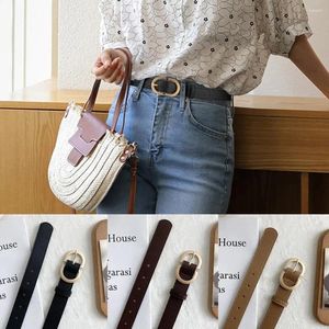 Belts 1pcs Belt Trend Gold Buckle Fashion Casual Versatile Jeans Leather Thin Pu Soft Gift T8g7