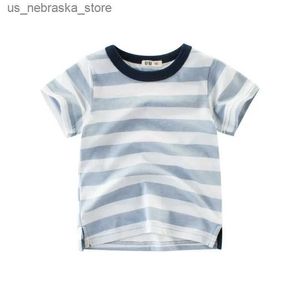 T-Shirts 2024 Sommerkleidung Jungen T-Shirt Striped Girls Kinder Kinder Tops Baumwollkleidung Kurzarm T-Shirt Tee Brand Dropship 2-10y Q240418