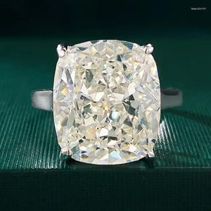 Pierścienie klastra poduszka cięta 6ct Moissanite Diamond Ring Real 925 Srebrny Party Wedding Połączka dla kobiet biżuteria zaręczynowa