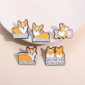 Söta korta ben Corgi Collection Emamel Pins Cartoon Pet Dog Animal Brosches Lapel ryggsäck Badge smycken gåvor till vänner