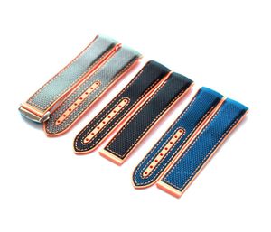 Bandas de cinta de relógio de nylon de 22 mm homens laranja laranja preto à prova d'água de borracha de borracha Bandas de pulseira fivela de fivela para ômega planetocean t8620866