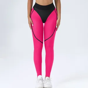 Aktif pantolon seksi tozluk kadınlar şeffaf tayt fitness için örgü patchwork spor yoga kıyafetleri pembe mor turuncu yeşil