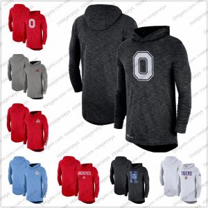 Jackets&Hoodies Men's NCAA Ohio State Buckeyes 2019 Sideline Long Sleeve Hooded Performance Top Black Gray Red Size S3XL