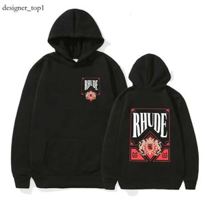 Men's Hoodies Sweatshirts Outstanding Designer Rhude American Fashion Brand Card Crown Printed Hoodie Women's Couple Casual Loose 3239