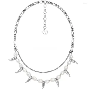 Kedjor Pearl Necklace Kvinnors trendiga coola kedjekedjekedja Fashion Nisch Avancerad designpar presentfisk tillsammans