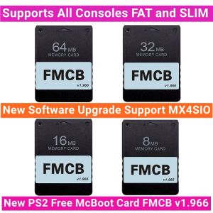 Cartões Novo PS2 Cartão McBoot FMCB V1.966 8m 16m 32m 64MB O cartão de memória suporta todos os consoles gordos e slim atualização OPL1.2.0 para MX4SIO