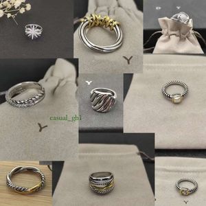 DY Band Tiffanyjewelry Pierścienie pokręcone dwa kolorowe Perły Pierścień Pierścień Moda 925 Srebrny vintage Dy Luksusowy Diamond Ringlight Pierścień 9342