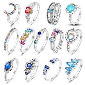 Authentic fit women rings heart love ring Amazing Rainbow Heart Angel Elegance Suitable
