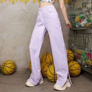 2024 청바지 여성 패션 스플릿 스트레이트 다리 청바지 여자 Jeasns