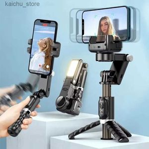 Selfie Monopods Q18 Desktop Após o modo de disparo estabilizador de cardan estabilizador de selfie bastão tripé com luz de preenchimento para iPhone celular smartphone y240418