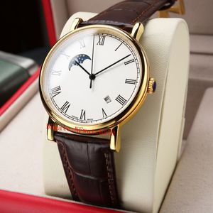 남성 MMA 공장 시계 39mm 자동 운동 시계 사파이어 다이얼 18K 로즈 골드 암소 가죽 가죽 스트랩 등 반투명