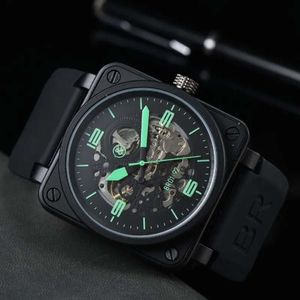 bell and ross 2023 Wristwatches Men Automatic Mechanical Watch Bell Brown Leather Black Rubber Ross Wristwatches Multifunction Six Stitches vv09 high quality