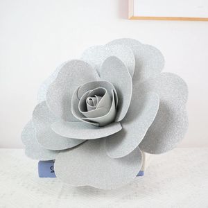 Dekorativa blommor 30 cm Bright Gold PE Rose Simulation Flower Wedding Wall Decoration Party Accessories Preppy Room Decor Artificial