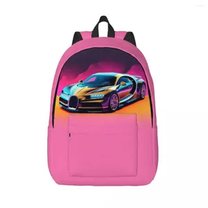 Rucksack Sportwagen Canvas Rucksäcke 2d Elements Cartoon Große coole Universitätstaschen