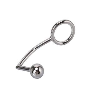 Male Device 40mm 45mm 50mm Stainless Steel Anal Hook With Penis Ring Metal Butt Plug Adult sexy Toys For Men7282325