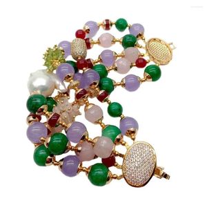 Strand 8 '' 5 RWOS água doce Keshi Pearl Multi Color Round Faceted Handmade Bracelet para mulheres