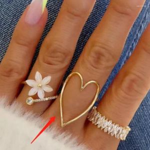 Cluster Rings High End PVD Jewelry Wholesale Non Tarnish Heart Shaped Ring rostfritt stål Trend för Women Girl Party