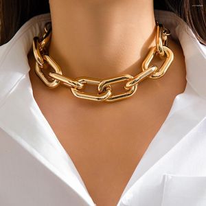 CHOKER INNEIGHT.Z übertrieben klobige Metallkreuzkette Halskette für Frauen Punk Gold Farbe kurzes Weihnachtsfest