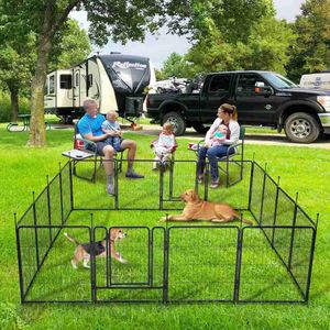 Hundeträgerstufen für Hunde 8-Panel-achteckige Kunststoff-Haustierstiftzaunsgehäuse mit Tor grau 59 x 58 x 28 Zoll Hamster Käfig Hundebarriere L49