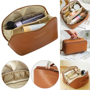 Sacos de armazenamento Bolsa de maquiagem de viagens Cosméticos grandes bolsas organizadoras de maquiagem ampla bolsa de abertura de bolsa de bolsa feminino Acessórios