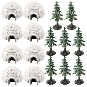 Dekoracje ogrodowe IGLOO MODEL Ice House Figurs Ornament Decoration Statua Symulowana mikro krajobraz Mini Xmas Tree Home