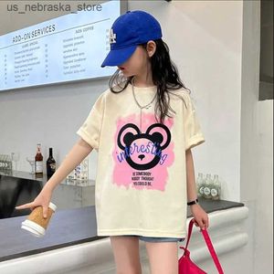 Tシャツ3-14歳の男の子と女の子2023夏のTシャツ高品質のコットンブランド子供ファッションベビートップデザイナープリントQ240419